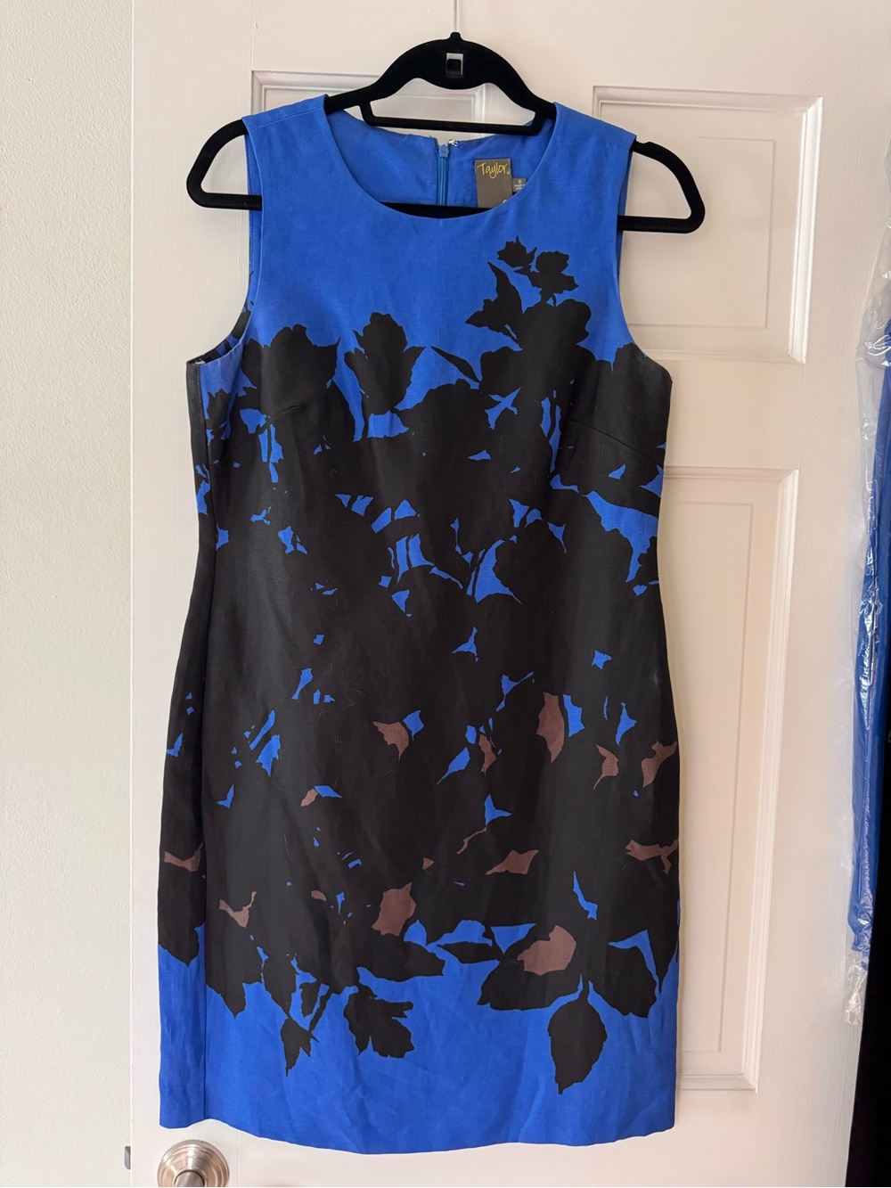 Taylor Royal Blue and Black Floral Midi Dress